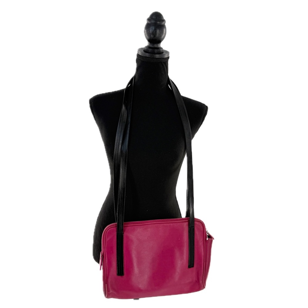 Coach Leatherware Berry & Black Leather Messenger Travel Bag Style 5068 Vintage - Picture 4 of 17